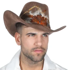 Western Cowboyhattu Ruskea Höyhenillä