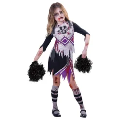 Zombi Cheerleader Violetti Lasten Naamiaisasu